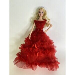 2018 Holiday Barbie Doll 30th Anniversary Red Dress Blonde Hair Signature Doll